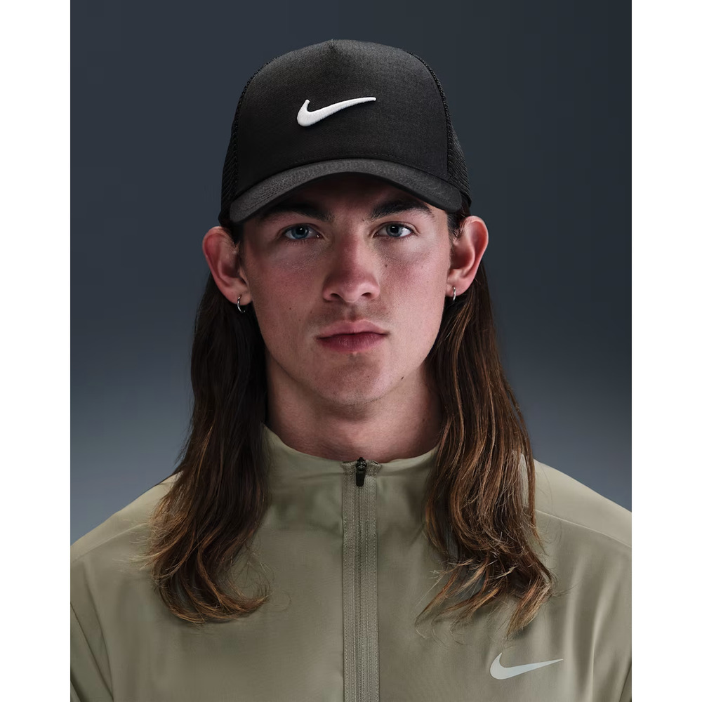 Nike Hat Rise Cap Snapback M/L Black Structured Trucker Adult Unisex II1314 010 - Picture 2 of 11